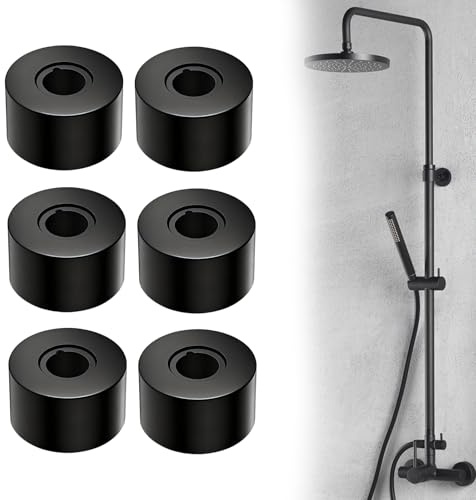 Lot de 4 robinets de douche rosaces noires pour tuyaux de radiateur, robinet de douche, robinet, radiateur, tuyau de chauffage, rosace pour tuyaux de radiateur, robinets et accessoires de douche