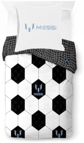 Jay Franco Messi Football Bettwäsche-Set – Superweiche Kinder-Bettwäsche mit Kissenbezug, NUR BETTBEZUG (Füllung Nicht enthalten), Weiß, 2-teilig Einzelbett