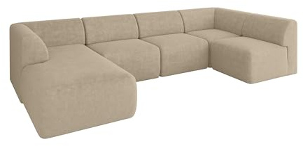 ALTDECOR Ecksofa in U-Form Corner Sofa Bett Eckcouch Couch L-Form Wohnlandschaft Cauchsofa MOVO 345x180x78 Creme