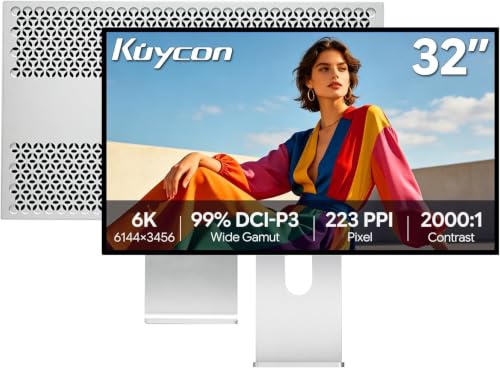 Kuycon G32P 31,5 Zoll 6K Monitor 6144 x 3456 Höhenverstellbarer Ständer | 2000:1 Kontrast 500 cd/m², 99% DCI-P3 USB-C 100W 80Gbps, ATW AR-entspiegelt, für Designer Videobearbeitung CAD
