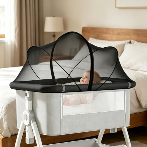 Moustiquaire Pliable pour Lit Bébé 60 x 105 Cm | Moustiquaire Berceau Tissu à Mailles Fines, Simple à Installer