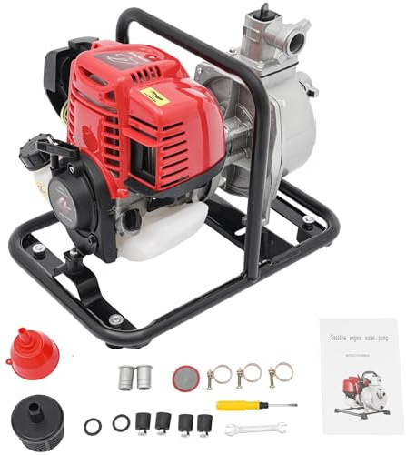 Pompa dell'acqua a benzina a 4 tempi, 38 cc, 1,2 kW, pompa per laghetto, 35 l/min, autoadescante, per irrigazione del giardino, piscina, laghetto e agricoltura