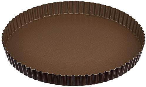 Gobel 226340 Moule à Tarte Rond Cannelé Anti-Adhérent Fond Fixe 28 cm, Brown
