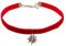 Alpenflüstern Trachten-Samt-Kropfband Strass-Edelweiß klein - Trachtenkette enganliegend, Kropfkette elastisch, Damen-Trachtenschmuck, Samtkropfband schmal rot DHK099