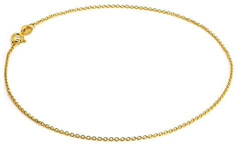 jewellerybox Chaîne de Cheville Fine à Mailles Forçat en Argent Plaqué Or Jaune