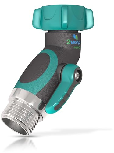 2WAYZ 45 Metal Hose Elbow, Heavy Duty Hose Adapter and Angle Connector with Water Shut Off Valve