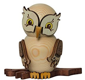 Drechslerei Kuhnert - Rauchfigur/Räucherfigur - Eule Natur aus Massivholz - ca. 15 cm - Made in Germany