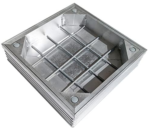 EcoGrid DS-Line-60 Double Sealed Recessed Manhole Cover | Extruded Aluminium Manhole Cover | External Outdoor Inspection Chamber Drain Cover with manhole lifting keys | 300 x 300 x 48mm