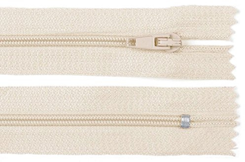 Schnoschi 2 Stück 20 cm Langer Spiralreißverschluss, Nicht teilbar, Creme, 3mm Laufschiene Reißverschluss