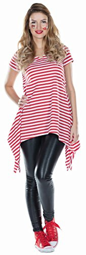 Rubie's 13240-42 Ringel Tunika Damenkostüm Poncho gestreift Kostüm, Rot-weiß
