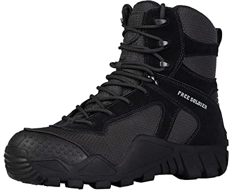 FREE SOLDIER Herren Jagdstiefel Taktischer Kampf Militär High Top Stiefel für alle Terrains für Wandern, Arbeit,Schwarz,39