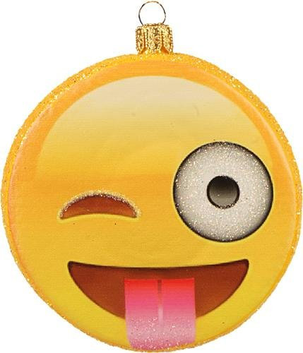 Unbekannt Christbaumschmuck 7,5cm Glas Zwinkerndes Gesicht mit herausgestreckter Zunge Weihnachtsschmuck Christbaumkugeln