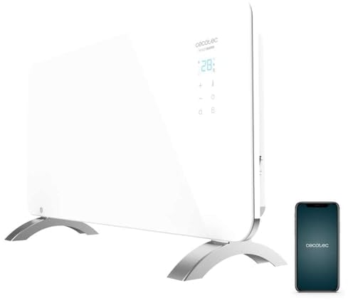 Cecotec Radiatore elettrico Energy Efficient Ready Warm 6700 Crystal Connessione Wifi, 1000 W, termostato regolabile, timer, supporto, protezione contro il surriscaldamento, silenzioso, nero