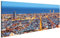 islandburner, Bild auf Leinwand Skyline von Barcelona, Luftaufnahme bei Nacht, Spanien Wandbild Poster Leinwandbild