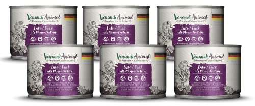 Venandi Animal – Premium Katzenfutter – Ente als Monoprotein, Nassfutter, getreidefrei und naturbelassen, 6er Pack (6 x 200g)