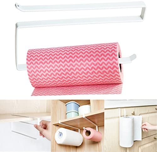 Uhat Kitchen Paper Roll Holder Trivets Towel Rack Cabinet Napkins Storage Rack Holder for Kitchen Bathroom, NO Drilling