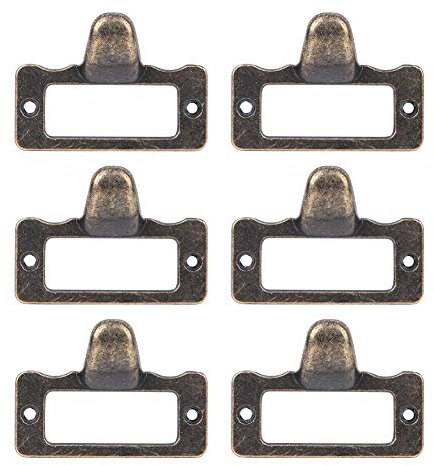 Fdit 6PCS Antik Bronze Etikett Schublade Knöpfe zieht Griffe Dateinamen Kartenhalter Medizinschrank zieht