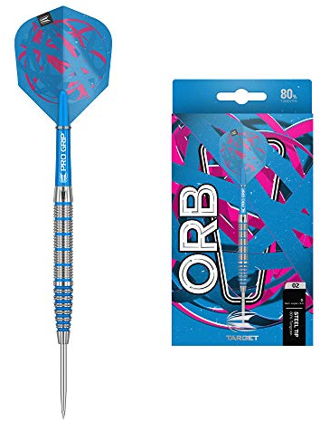 Target Darts Orb 02 80% Wolfram Steeldarts-Set (22gr - Dartpfeile), Silber, Blau und Pink