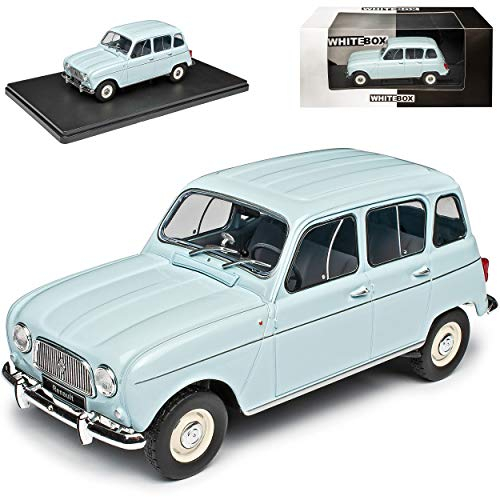 Renautl R4 4 Parisienne 5 Türer Blau 1961-1992 1/24 Whitebox Modell Auto mit individiuellem Wunschkennzeichen