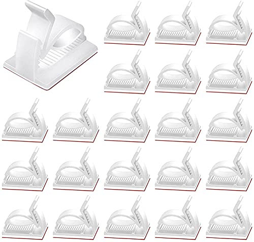 50 PCS Adjustable Cable Clips With Strong Self-Adhesive, Cable Management Sticky on Wall, Wire Organizer Clips, Cord Tidy Holder Tapes for Car, Office and Home Your Wired, Network Cable (White)