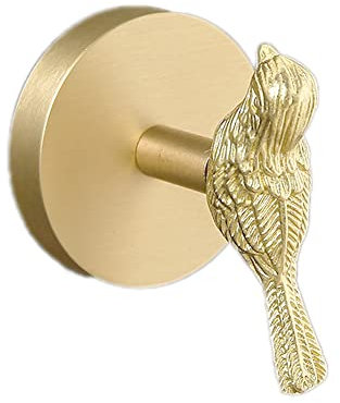 JfwuHap HwrtYeg Bird Shape Hooks - 1 Pcs Brass Towel Robe Hooks, No Drill Wall Mount, Stainless Steel & Brushed Brass Finish, Ideal for Bathroom & Kitchen