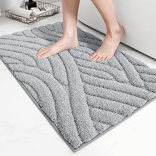 Color G Badezimmerteppich 40x60cm, Weich Mikrofaser Badematte Wasserabsorbierend, Hochflor Badteppich rutschfest Waschbar, Badvorleger Flauschig für Dusche Badezimmer Badewanne (Grau)