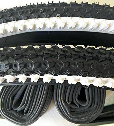 Generico 2 neumáticos 26 x 2,10 MTB + 2 cámaras de aire para bicicleta de 26 pulgadas MTB Mountain Bike Bianconeri