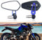 BREDUXSER Blau Lenkerendenspiegel Motorrad 7/8 22mm Lenkerspiegel Rückspiegel Seitenspiegel Spiegel Universal für Street Bike Moped Roller Scooter Quad Z650 Z750 Z900 CB125 CB650 MT07 MT09 MT10