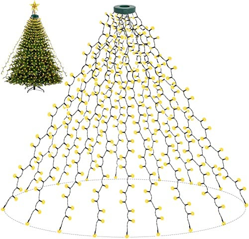Weihnachtsbaum Lichterketten, 2M 16 Stränge Weihnachten Lichterkette 400 LEDs mit 8 Modi und Zeitfunktion, LED Weihnachtsbeleuchtung Dekor Innen Außen,Warmweiß.