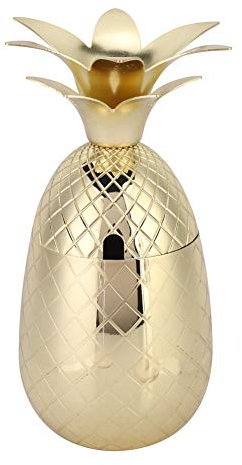 Pineapples Cocktail Cup, Gold Aluminum Pineapple Ice Bucket with Lid Stainless Steel Cocktail Mixer for Bar Accessories Kitchen Decoration