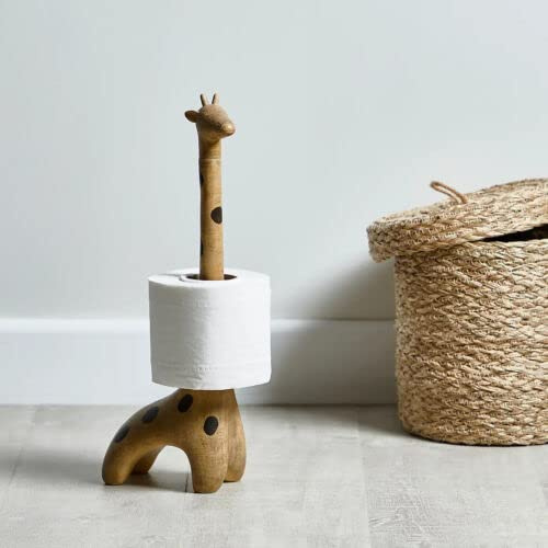 Giraffe Toilet Roll Holder with Reserve for Toilet Paper Storage, Toilet Paper Roll Holder and Roll Dispenser Holds Upto 3 Spare Rolls