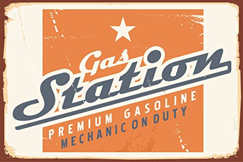 mrdeco Metall Schild 20x30cm gewölbt Gas Station Premum Tankstelle Deko Blechschild Tin Sign