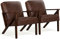 Yaheetech Loungesessel 2er Set Sessel Vintage Relaxsessel Kunstleder mit Massivholzbeinen Einzelsofa für Wohnzimmer/Schlafzimmer/Empfangsbereich Dunkelbraun