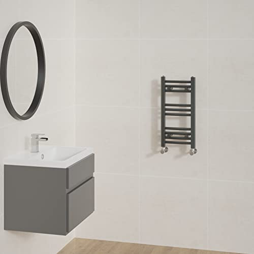 NRG Curved Anthracite Bathroom Heated Towel Rail Radiator Central Heating Ladder Rad Warmer 600x300mm