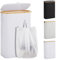 YOUDENOVA Laundry Basket with Lid 48-Litre Large Washing Baskets for Laundry with Laundry Bag Collapsible Laundry Baskets with Handles Laundry Hamper Bamboo Laundry Bin for Bedroom, Bathroom, White