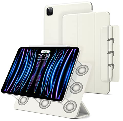 Magnetische Schutzhülle für iPad Pro 11 Zoll 4./3./2. Generation (2022/2021/2020), schlankes Smart-Folio, automatische Sleep/Wake, unterstützt Apple Pencil der 2. Generation (weiß)