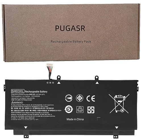 PUGASR SH03XL Laptop Battery for HP Spectre X360 13-AC001NA AC003NG AC004NG AC012NG AC013DX AC033DX AC037TU AC052NA AC028TU 13-W0XX W000NG W003NG W003NO 13-AB0XX AB001 57.9Wh