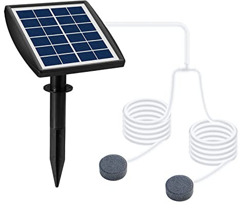 Pompa per bacini solari, Ossigenatore per Serbatoio di Pesci Pompa ad Aria Solare, Kit aeratore per Stagno ad energia Solare per Acquario di Stagno di Pesca Piscina Serbatoio di