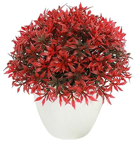 Corlidea Künstliches Herzstück im Topf Mini dekorative Topiary Sträucher im Topf für die Dekoration von Büro und Innenräumen Mini Orchideen Phalaenopsis (Red One Size)