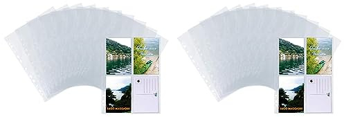 HERMA 7695 Fotophan Postkartenhüllen transparent (10 x 15 cm hoch, 10 Hüllen, Folie) mit Eurolochung für Ordner, Ringalben und Ringbücher, beidseitig sichtbare Sammelhüllen (Packung mit 2)