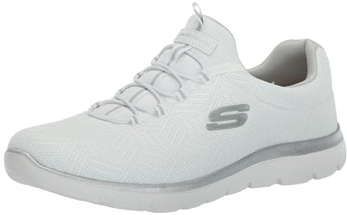 Skechers Femme SUMMITS Sneaker, Blanc argenté WSL, 35 EU Large