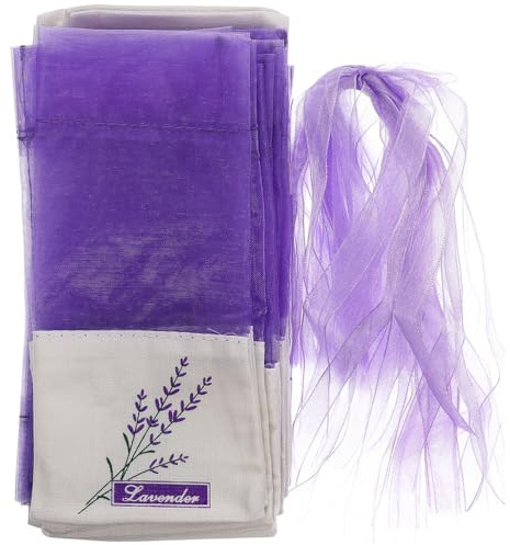 Uonlytech 50 Stücke Leere Duftbeutel Lavendelsäckchen Organzasäckchen Geschenksäckchen Duftsäckchen mit Lavendel Stickerei Kordelzug für Lavendel Duft Kleiderschrank Handtasche