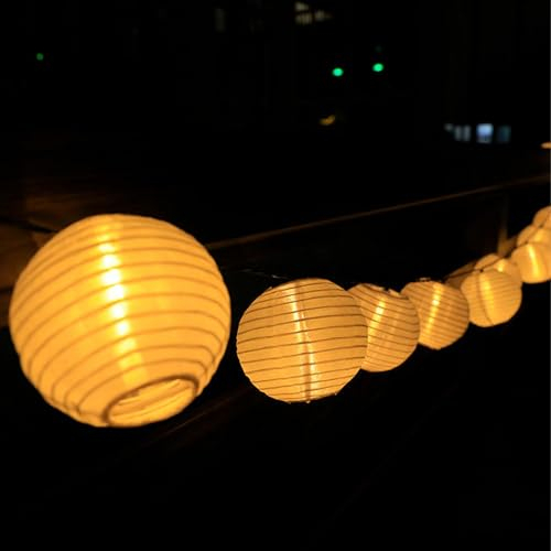 LQWELL® Guirnaldas de Luces Solares Linternas Exterior 8M 30 LED 2 Modos Lámpara Colgante Impermeable Decoración de Jardín Blanco Cálido para Balcón, Patio, Fiesta, Navidad (1 PCS)