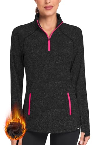 Soneven Damen Fleecepullover Stehkragen Hoodie Mit 1/4 Zip Pullover Sweatshirt Langarmshirt Oberteile Pulli für Herbst Winter