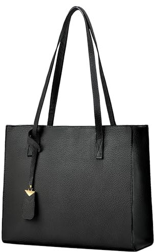 Cckuu Ladies Tote Bags Simple PU Leather Top Handle Women Shoulder Handbags Work School Shopping Bags(Black)