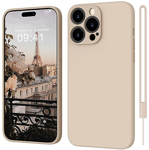 ORDA for iPhone 15 Pro Case Silicone Camera Protection Ultra Slim Case Soft Gel 15 Pro Cover Rubber Lightweight Anti-Scratch Phone Case Compatible for iPhone 15 Pro 6.1 Inch Beige