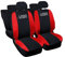Susy Shop Coprisedili auto compatibili per Grande Punto, 3 e 5 porte, Made in Italy, set copri sedili per anteriori e posteriori, personalizzata con logo ricamato (Versione 3 Porte, Nero/Rosso)