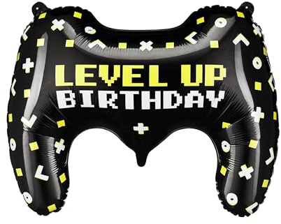 PartyDeco Foil Balloon Gamepad 60 x 45 cm - Gamer Balloon for Helium or Air - Black Foil Balloon in the Shape of a Game Pad 72 cm - Gaming Foil Balloon as Birthday Decoration Gamer Gift - Black