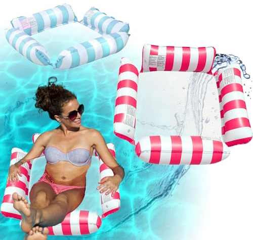 May Huang 2 Pcs Bouée Piscine, Flotteur Piscine 4 en 1, Flottantes Hamac Gonflable, Hamac d’Eau Plage Portable, pour Plage, Partie, Vacances (C)