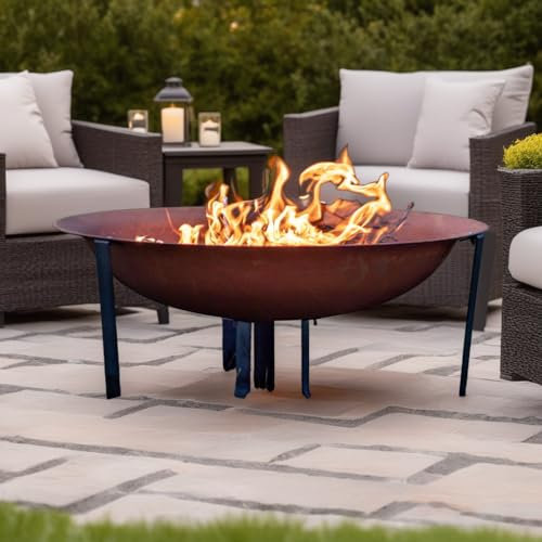 WSG Vesuvius Fire Pit Steel Rust Finish Bowl 60cm Outdoor Garden Patio Heating Log Burners Collection